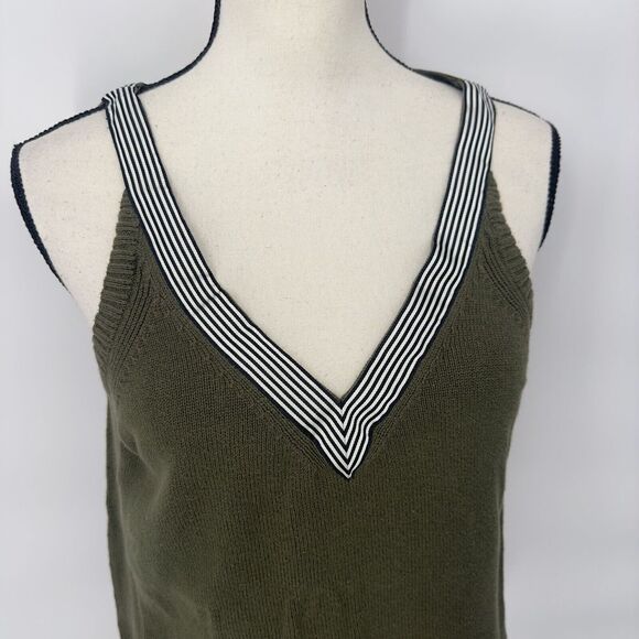 Womens J. Crew Olive Green Sleeveless Sweater Tank Size X Small Ribbon Trim - Picture 2 of 9